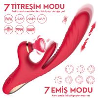 PRIME TOYS Chicy Titreşimli İleri Geri ve Aşağı Yukarı Dil Hareketli Klitoris Emişli 4 in 1 Vibratör