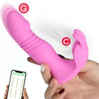 Telescopic App Vibrator - Bluetooth Telefon Kontrollü İleri Geri Hareketli Çift Motorlu Giyilebilir 2 in 1 Rabbit Vibratör