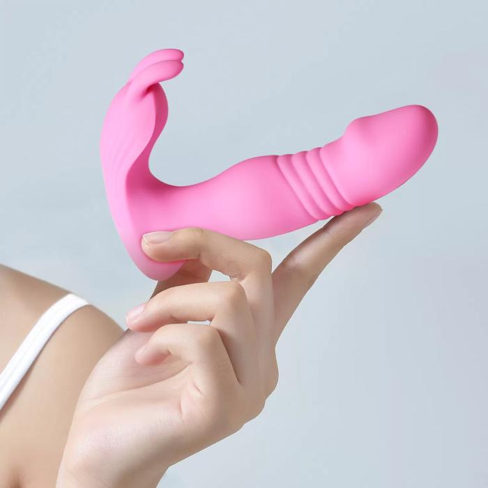 Telescopic App Vibrator - Bluetooth Telefon Kontrollü İleri Geri Hareketli Çift Motorlu Giyilebilir 2 in 1 Rabbit Vibratör