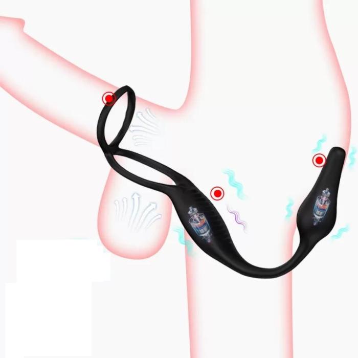 Testis ve Penis Halkalı Titreşimli Perine ve Prostat Uyarıcı Anal Plug Vibratör