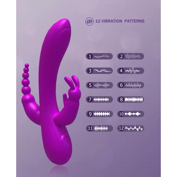 TURBO VIBE Şarjlı Klitoris Anal Vajinal Uyarıcı 3 in 1 Rabbit Vibratör