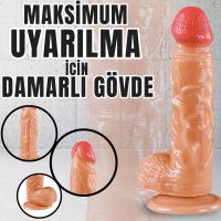 UNIQUE Realistik Dokuda Kalın Damarlı Dildo Vantuzlu Gerçekçi Yapay Penis 20 CM