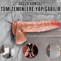 UNIQUE Realistik Dokuda Damarlı Kalın Dildo Vantuzlu Gerçekçi Yapay Penis 21 CM