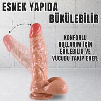 UNIQUE Realistik Dokuda Damarlı Kalın Dildo Vantuzlu Gerçekçi Yapay Penis 21 CM