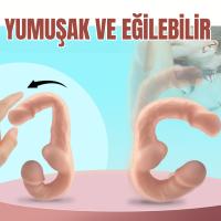 UNIQUE Realistik Dokuda Çift Taraflı Dildo Strapless Çift Uçlu Gerçekçi Yapay Penis