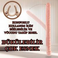 UNIQUE Realistik Dokuda Çift Taraflı Dildo Çift Uçlu Gerçekçi Yapay Penis 34 CM