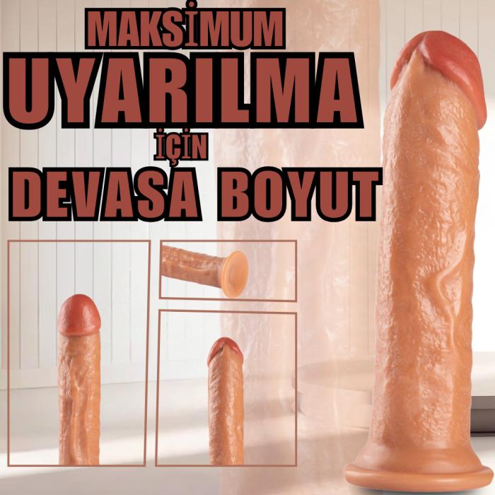 UNIQUE XXL Realistik Dokuda Dev Dildo Testissiz Çok Kalın Gerçekçi Yapay Penis 26 CM