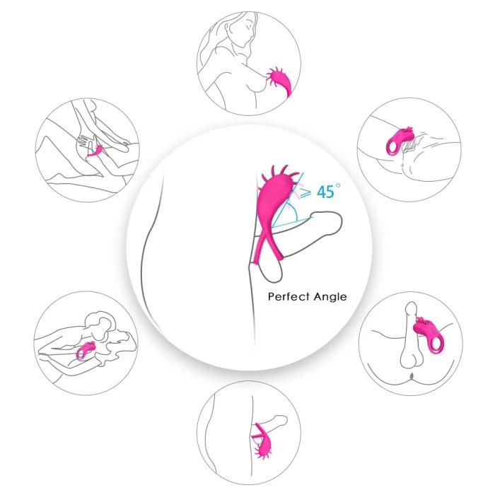 WIND MAGIC Testis ve Penis Halkalı Klitoris Uyarıcı Çiftler İçin Dil Vibratör