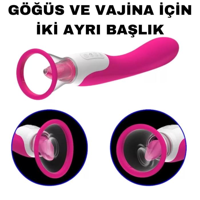 WISTONE Ultra Güçlü Emiş ve Titreşimli Dil Hareketli Orgazm Masaj Vibratör - Pembe