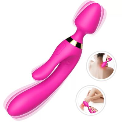 WOWYES Manyetik Şarjlı Su Geçirmez Wand Massager 3 in 1 Dildo Vibratör - Pembe