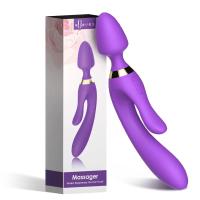 WOWYES Manyetik Şarjlı Su Geçirmez Wand Massager 3 in 1 Dildo Vibratör - Mor